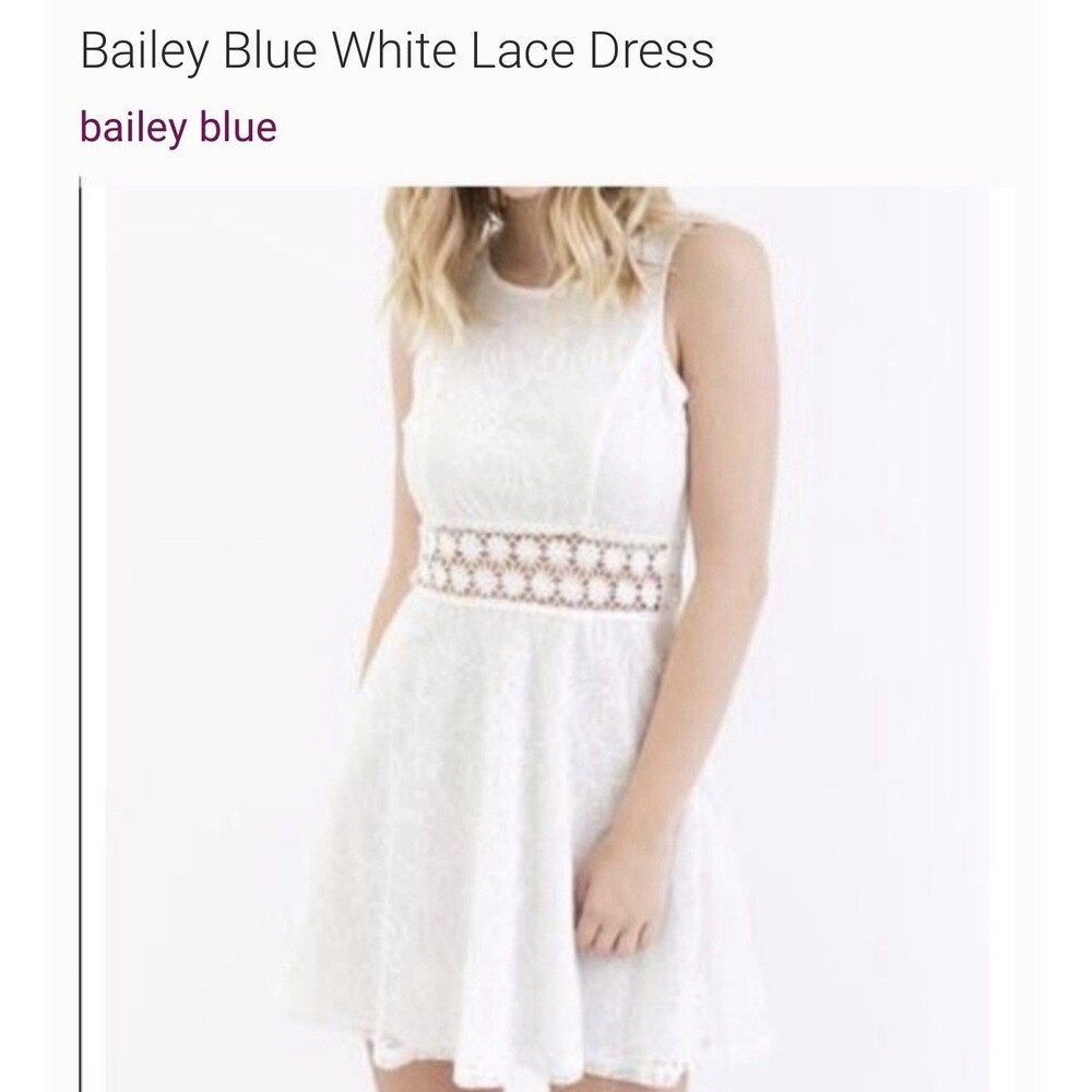 Bailey Blue Beautiful White Sleeveless Lace Dress With Floral Embroidery Sz XL